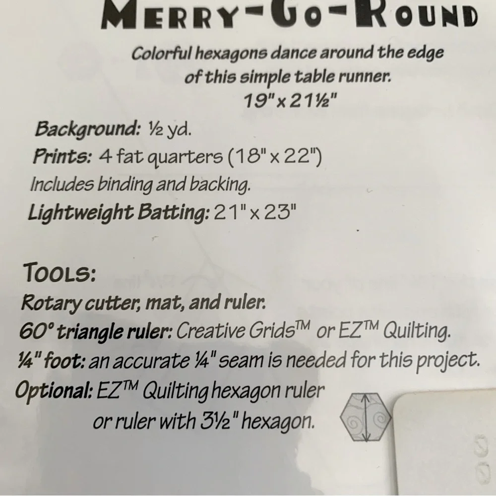 Sewing Room Quilt Pattern & Merry-Go-Round Table Runner Pattern Lot of 2 NWT